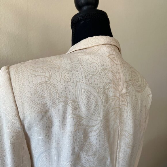 Giorgio Armani Vintage Silk Cream Elegant Floral Jacquard Fabric Blazer Medium - Picture 3 of 13